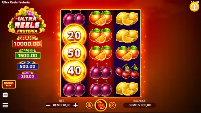 Ultra Reels Fruteria - หน้าจอเกมหลัก 3x5